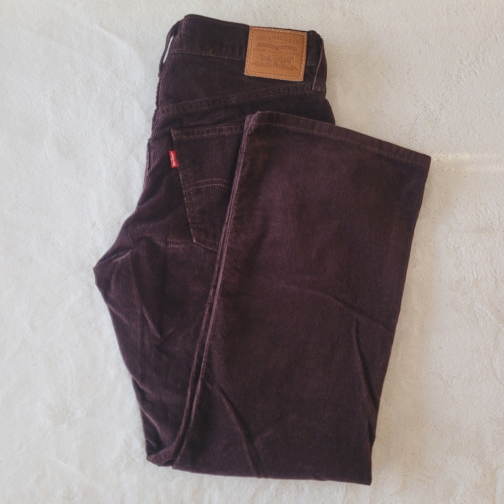 Levi's Middy Ankle Bootcut Chocolate Brown Corduroy Denim Trousers Pants W27 L27 - Picture 11 of 13